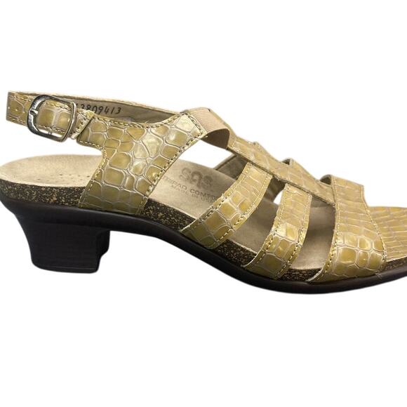 SAS Tripad Comfort Low Heel Sling-Back Mustard Yellow Patent Leather Sandal 9 - Picture 5 of 7